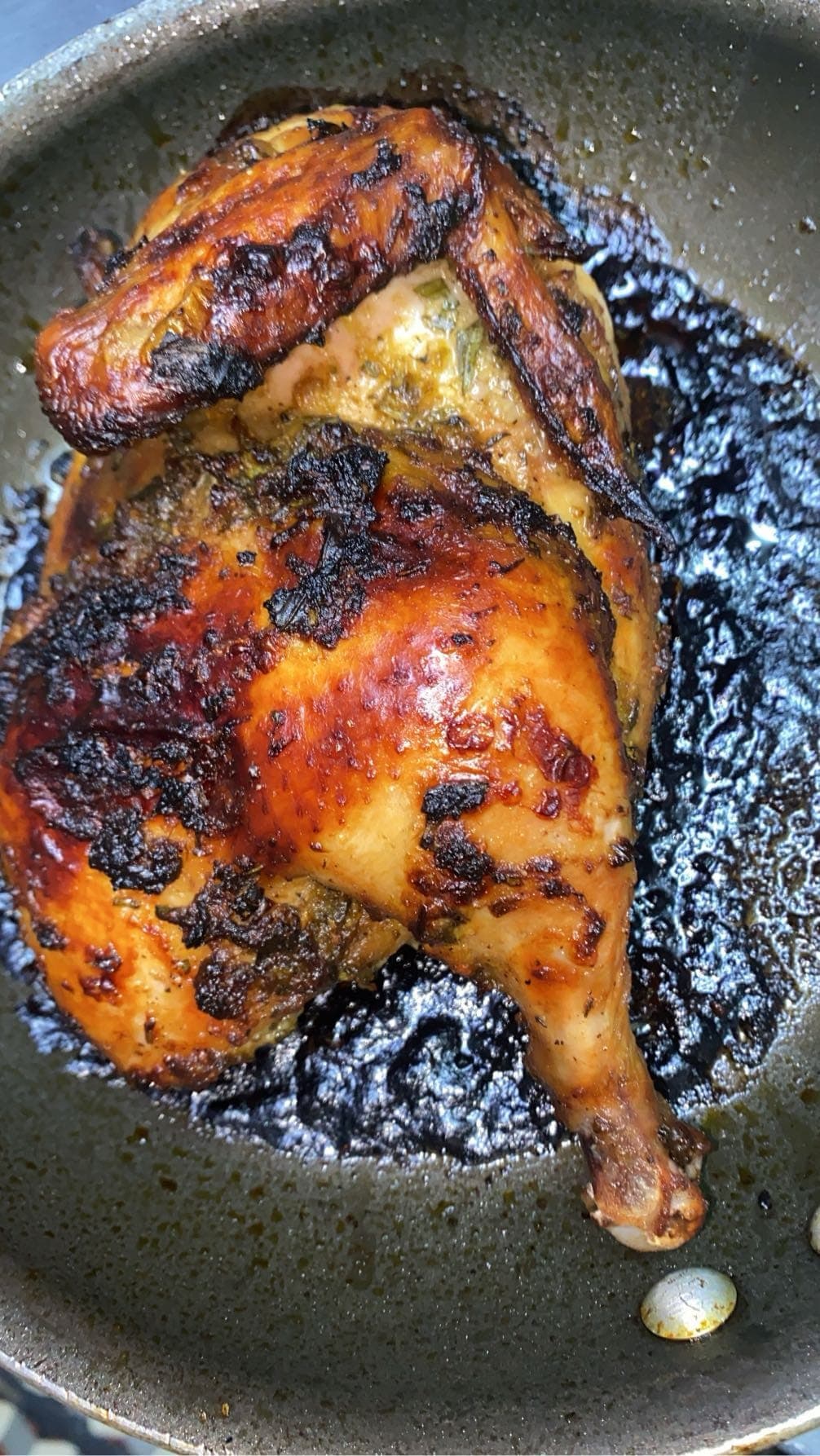 Charred jerk chicken leg quarter